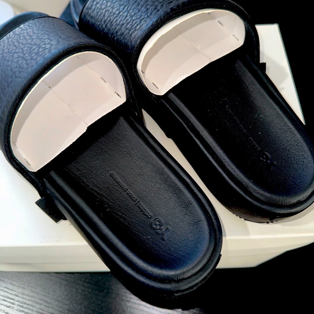 Brand New Y-3 platform slides triple black size 12